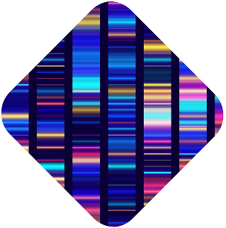 Colorful DNA sequence icon explaining next-generation sequencing test, also called NGS
